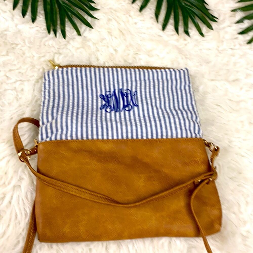 VINTAGE Unbraded Cute faux leather crossbody bag STRIPES - Picture 8 of 8